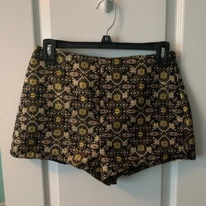 Black Shorts with Metallic Gold Detailing